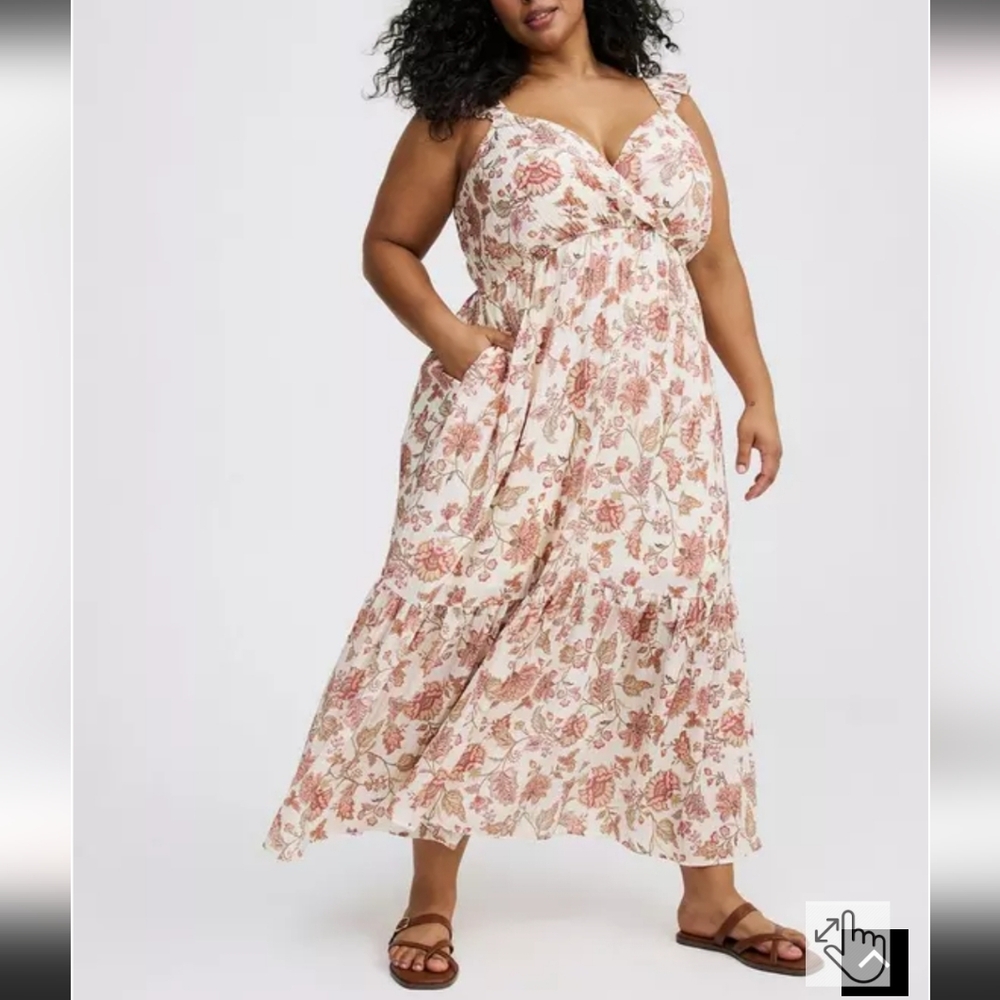 torrid Floral Cream and Pink Maxi Dress - Picture 6 of 9